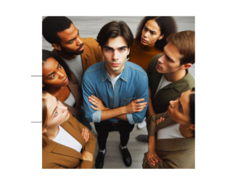 People circling one lone person in a tense moment